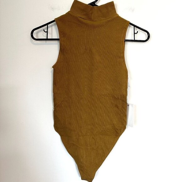 NWT Good American Mock Neck Seamless Bodysuit in Bronze Brown - Size 1/2 (S/M) - Picture 5 of 9